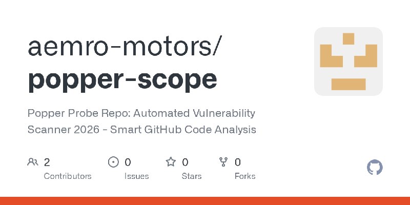 GitHub - aemro-motors/popper-scope: Popper Probe Repo: Automated Vulnerability Scanner 2026 - Smart GitHub Code Analysis