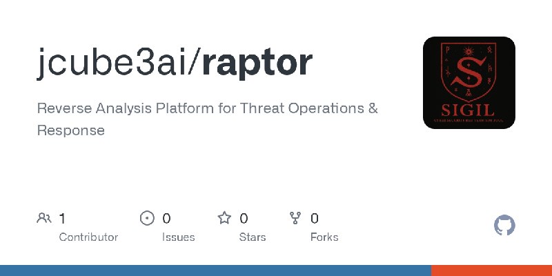 GitHub - jcube3ai/raptor: Reverse Analysis Platform for Threat Operations & Response