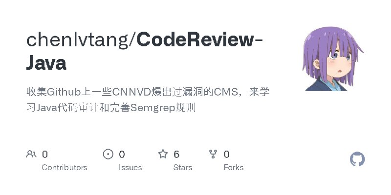 GitHub - chenlvtang/CodeReview-Java: 收集Github上一些CNNVD爆出过漏洞的CMS，来学习Java代码审计和完善Semgrep规则