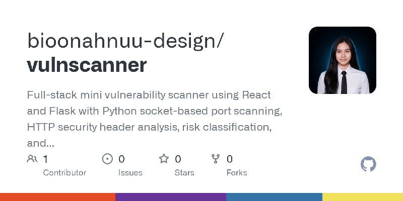 GitHub - bioonahnuu-design/vulnscanner: Full-stack mini vulnerability scanner using React and Flask with Python socket-based port…