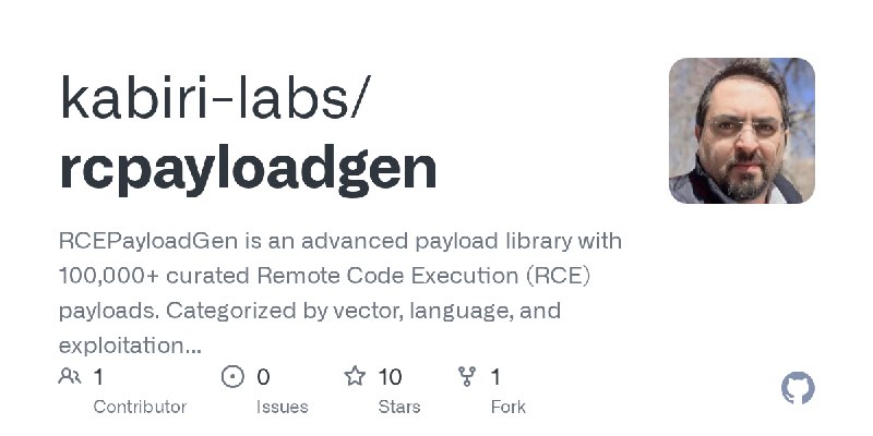 GitHub - kabiri-labs/rcpayloadgen: RCEPayloadGen is an advanced payload library with 100,000+ curated Remote Code Execution (RCE)…
