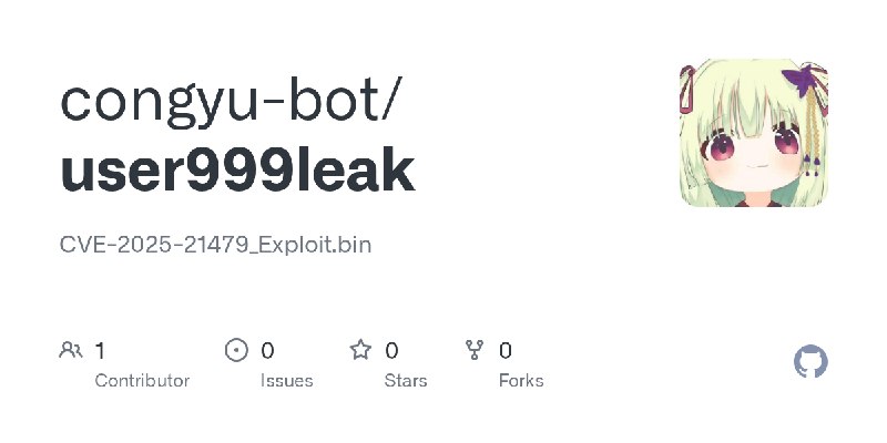 GitHub - congyu-bot/user999leak: CVE-2025-21479_Exploit.bin