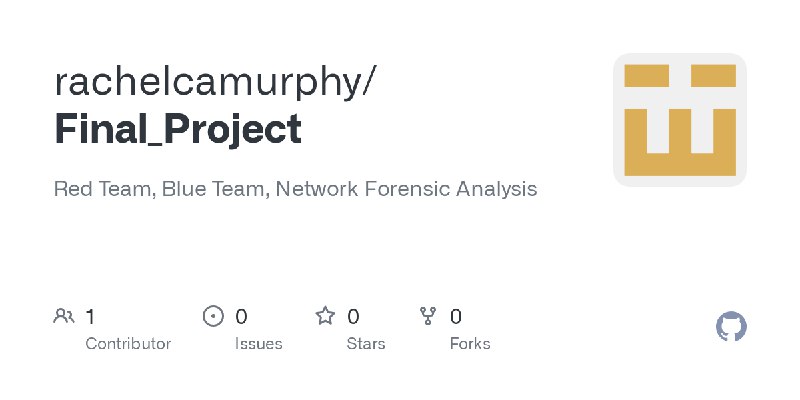 GitHub - rachelcamurphy/Final_Project: Red Team, Blue Team, Network Forensic Analysis