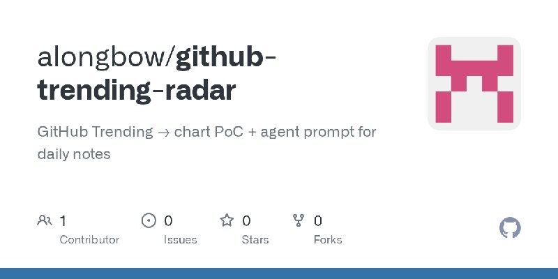GitHub - alongbow/github-trending-radar: GitHub Trending → chart PoC + agent prompt for daily notes