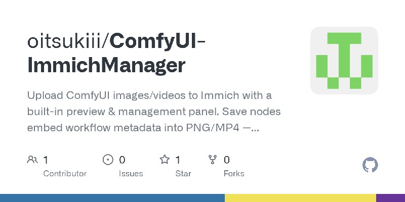 GitHub - oitsukiii/ComfyUI-ImmichManager: Upload ComfyUI images/videos to Immich with a built-in preview & management panel. Save…