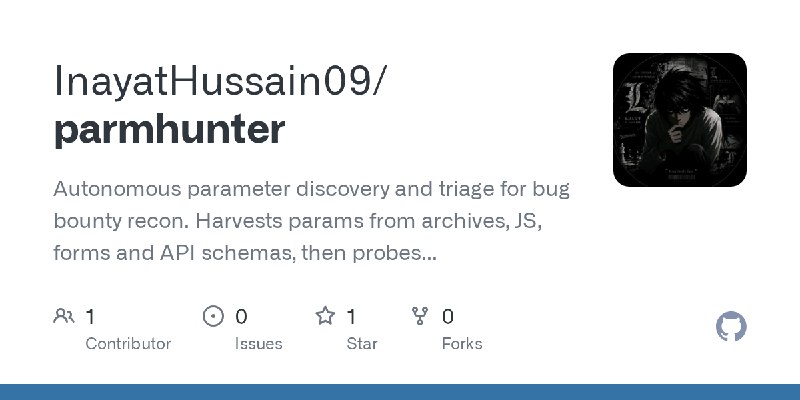 GitHub - InayatHussain09/parmhunter: Autonomous parameter discovery and triage for bug bounty recon. Harvests params from archives…