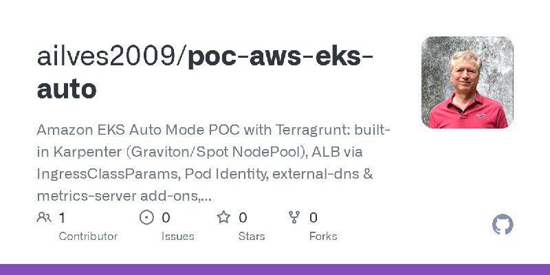 GitHub - ailves2009/poc-aws-eks-auto: Amazon EKS Auto Mode POC with Terragrunt: built-in Karpenter (Graviton/Spot NodePool), ALB…