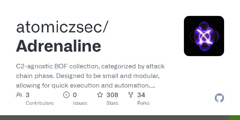 GitHub - atomiczsec/Adrenaline: C2-agnostic BOF collection, categorized by attack chain phase. Designed to be small and modular…