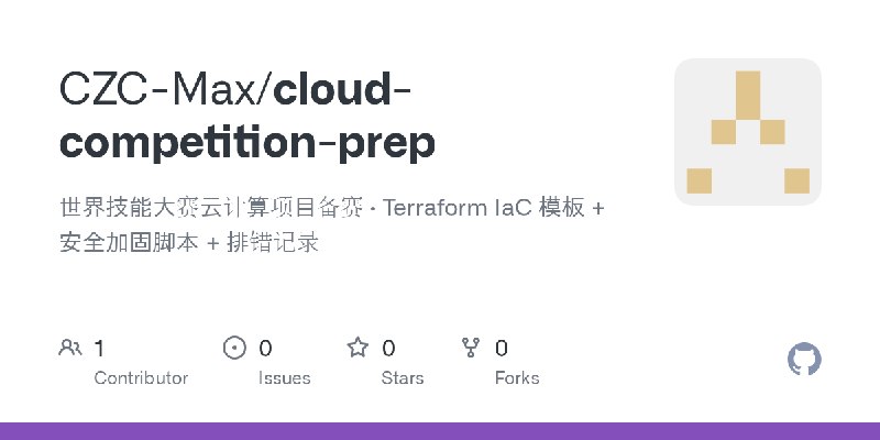 GitHub - CZC-Max/cloud-competition-prep: 世界技能大赛云计算项目备赛 · Terraform IaC 模板 + 安全加固脚本 + 排错记录