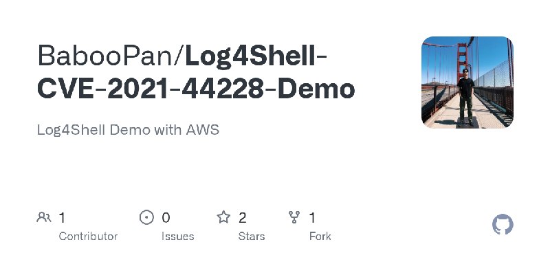 GitHub - BabooPan/Log4Shell-CVE-2021-44228-Demo: Log4Shell Demo with AWS