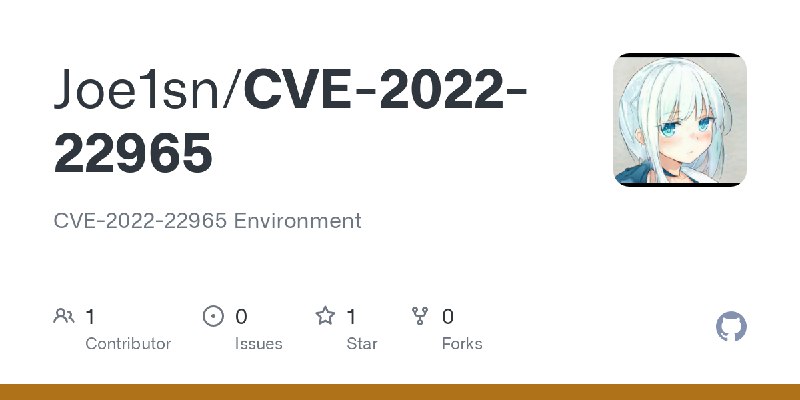 GitHub - Joe1sn/CVE-2022-22965: CVE-2022-22965 Environment
