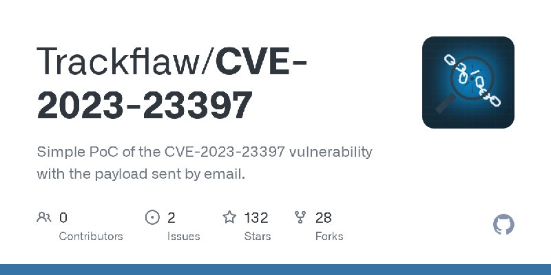 GitHub - Trackflaw/CVE-2023-23397: Simple PoC of the CVE-2023-23397 vulnerability with the payload sent by email.
