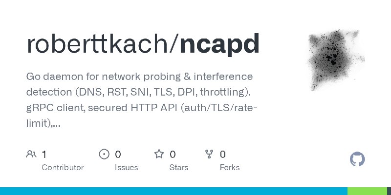 GitHub - roberttkach/ncapd: Go daemon for network probing & interference detection (DNS, RST, SNI, TLS, DPI, throttling). gRPC…