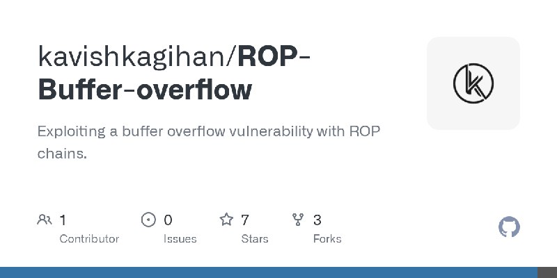 GitHub - kavishkagihan/ROP-Buffer-overflow: Exploiting a buffer overflow vulnerability with ROP chains.