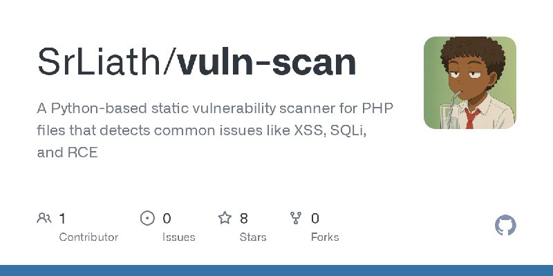 GitHub - SrLiath/vuln-scan: A Python-based static vulnerability scanner for PHP files that detects common issues like XSS, SQLi…