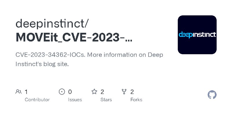 GitHub - deepinstinct/MOVEit_CVE-2023-34362_IOCs: CVE-2023-34362-IOCs. More information on Deep Instinct's blog site.