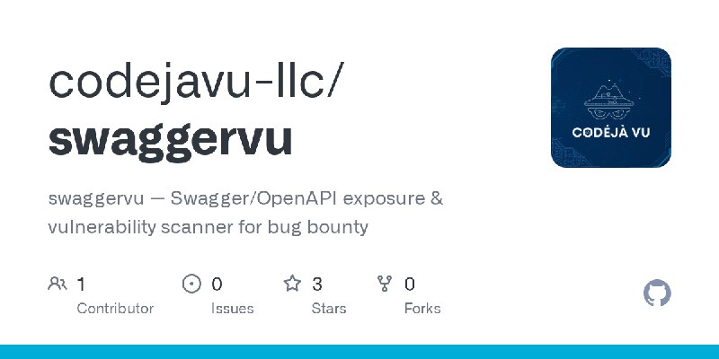GitHub - codejavu-llc/swaggervu: swaggervu — Swagger/OpenAPI exposure & vulnerability scanner for bug bounty