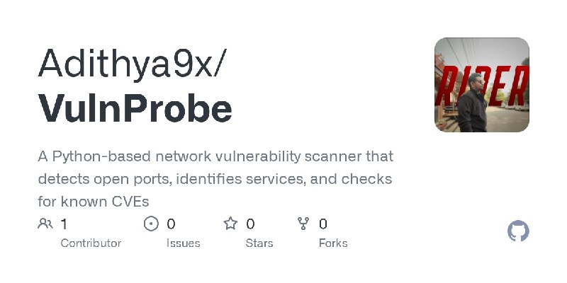 GitHub - Adithya9x/VulnProbe: A Python-based network vulnerability scanner that detects open ports, identifies services, and checks…