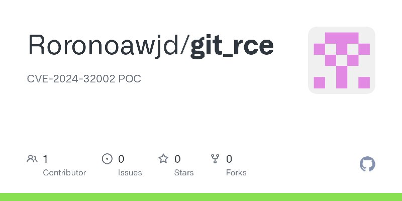 GitHub - Roronoawjd/git_rce: CVE-2024-32002 POC