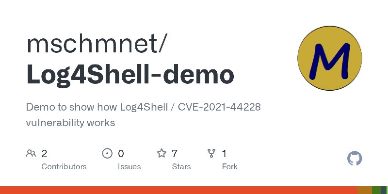 GitHub - mschmnet/Log4Shell-demo: Demo to show how Log4Shell / CVE-2021-44228 vulnerability works