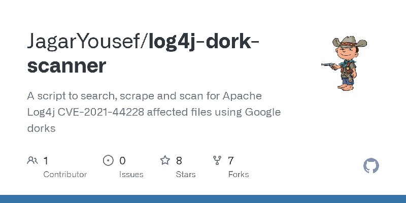 GitHub - JagarYousef/log4j-dork-scanner: A script to search, scrape and scan for Apache Log4j CVE-2021-44228 affected files using…