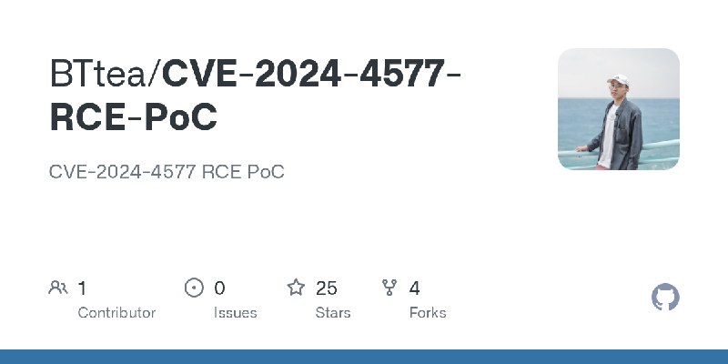 GitHub - BTtea/CVE-2024-4577-RCE-PoC: CVE-2024-4577 RCE PoC