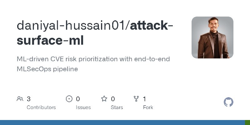 GitHub - daniyal-hussain01/attack-surface-ml: ML-driven CVE risk prioritization with end-to-end MLSecOps pipeline