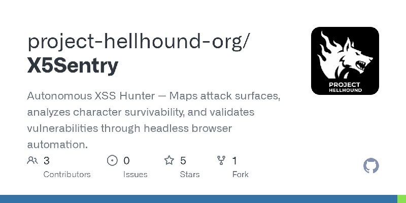 GitHub - project-hellhound-org/X5Sentry: Autonomous XSS Hunter — Maps attack surfaces, analyzes character survivability, and validates…