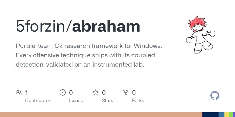 GitHub - 5forzin/abraham: Purple-team C2 research framework for Windows. Every offensive technique ships with its coupled detection…