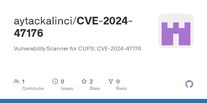 GitHub - aytackalinci/CVE-2024-47176: Vulnerability Scanner for CUPS: CVE-2024-47176