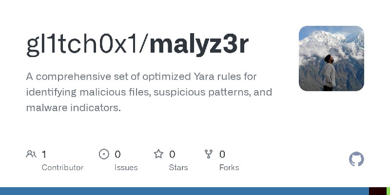 GitHub - gl1tch0x1/malyz3r: A comprehensive set of optimized Yara rules for identifying malicious files, suspicious patterns, and…