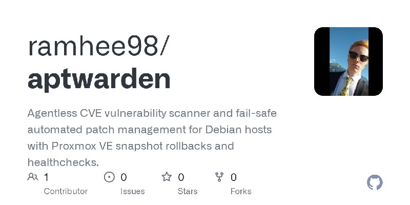 GitHub - ramhee98/aptwarden: Agentless CVE vulnerability scanner and fail-safe automated patch management for Debian hosts with…
