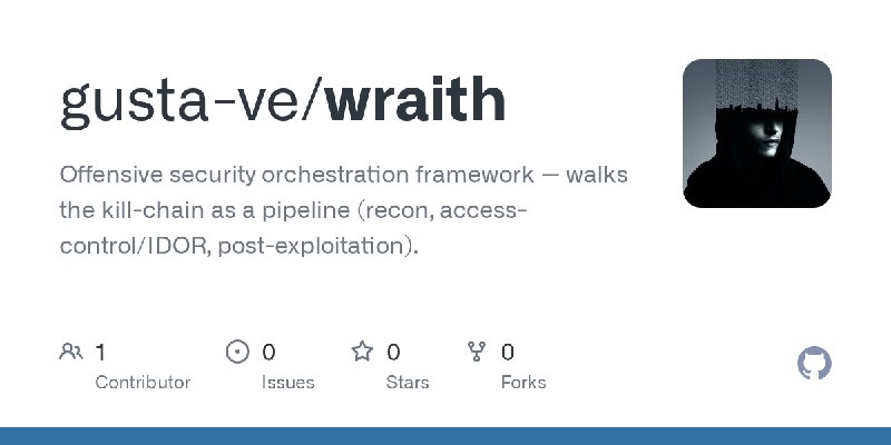 GitHub - gusta-ve/wraith: Offensive security orchestration framework — walks the kill-chain as a pipeline (recon, access-control/IDOR…