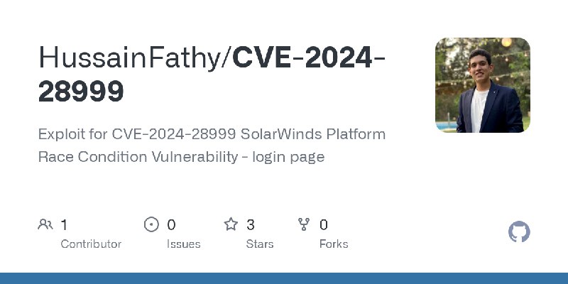 GitHub - HussainFathy/CVE-2024-28999: Exploit for CVE-2024-28999 SolarWinds Platform Race Condition Vulnerability - login page