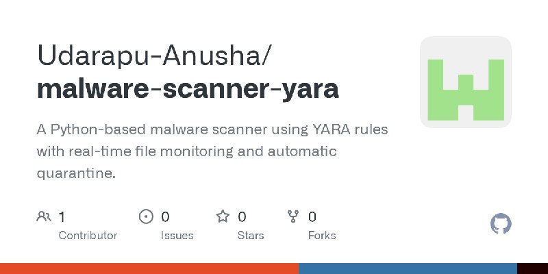 GitHub - Udarapu-Anusha/malware-scanner-yara: A Python-based malware scanner using YARA rules with real-time file monitoring and…