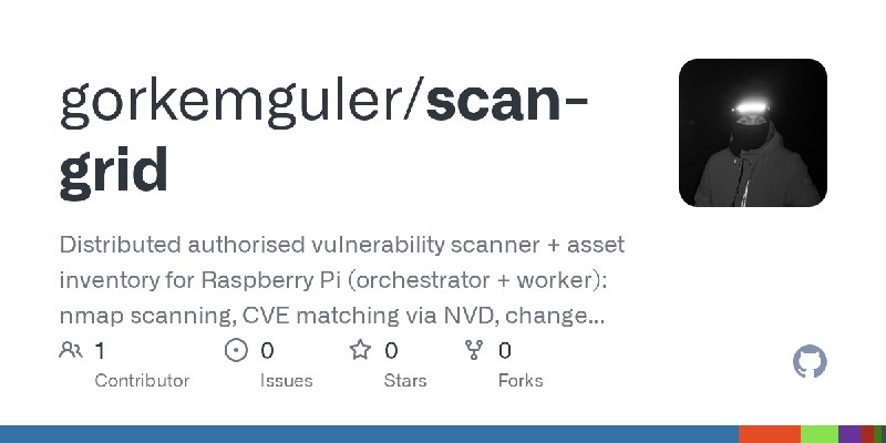 GitHub - gorkemguler/scan-grid: Distributed authorised vulnerability scanner + asset inventory for Raspberry Pi (orchestrator +…