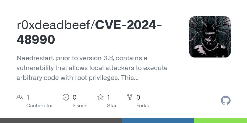 GitHub - r0xdeadbeef/CVE-2024-48990: Needrestart, prior to version 3.8, contains a vulnerability that allows local attackers to…