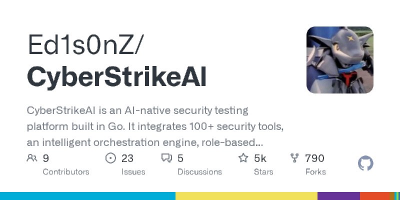 GitHub - Ed1s0nZ/CyberStrikeAI: CyberStrikeAI is an AI-native security testing platform built in Go. It integrates 100+ security…