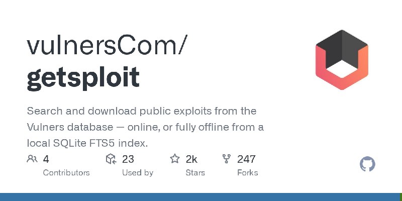 GitHub - vulnersCom/getsploit: Search and download public exploits from the Vulners database — online, or fully offline from a…