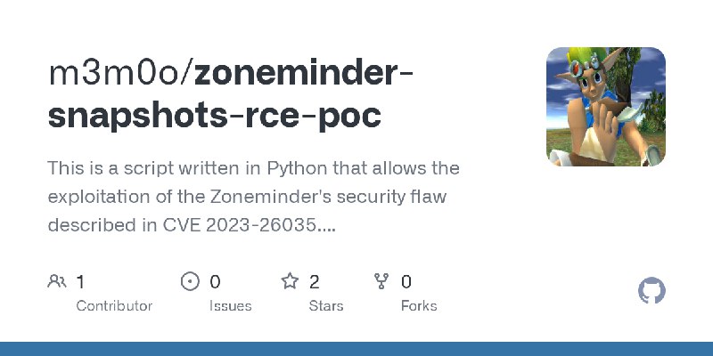 GitHub - m3m0o/zoneminder-snapshots-rce-poc: This is a script written in Python that allows the exploitation of the Zoneminder's…