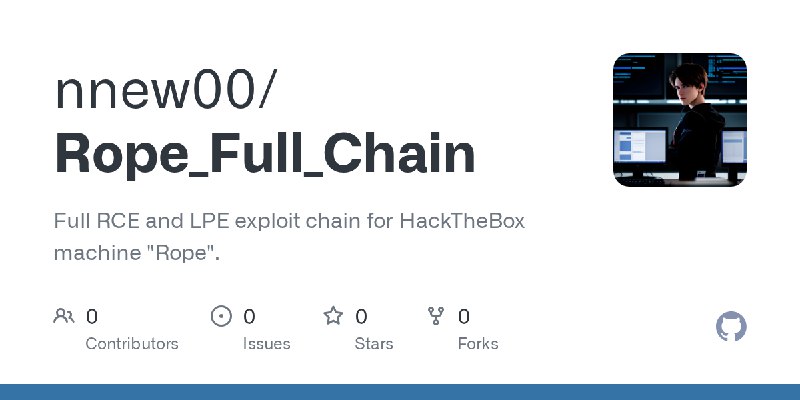 GitHub - nnew00/Rope_Full_Chain: Full RCE and LPE exploit chain for HackTheBox machine 