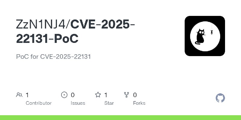 GitHub - ZzN1NJ4/CVE-2025-22131-PoC: PoC for CVE-2025-22131