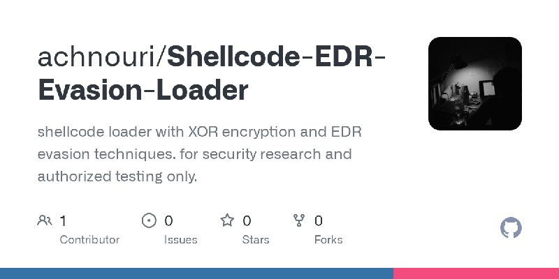 GitHub - achnouri/Shellcode-EDR-Evasion-Loader: shellcode loader with XOR encryption and EDR evasion techniques. for security research…