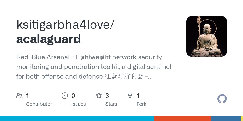 GitHub - ksitigarbha4love/acalaguard: Red-Blue Arsenal - Lightweight network security monitoring and penetration toolkit, a digital…