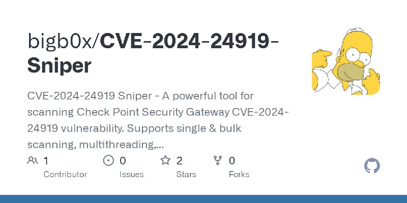 GitHub - bigb0x/CVE-2024-24919-Sniper: CVE-2024-24919 Sniper - A powerful tool for scanning Check Point Security Gateway CVE-2024…
