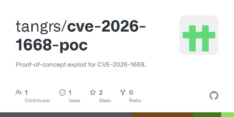 GitHub - tangrs/cve-2026-1668-poc: Proof-of-concept exploit for CVE-2026-1668.