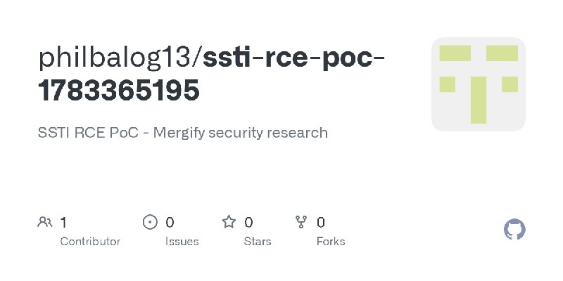 GitHub - philbalog13/ssti-rce-poc-1783365195: SSTI RCE PoC - Mergify security research