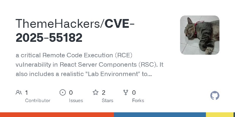 GitHub - ThemeHackers/CVE-2025-55182: a critical Remote Code Execution (RCE) vulnerability in React Server Components (RSC). It…