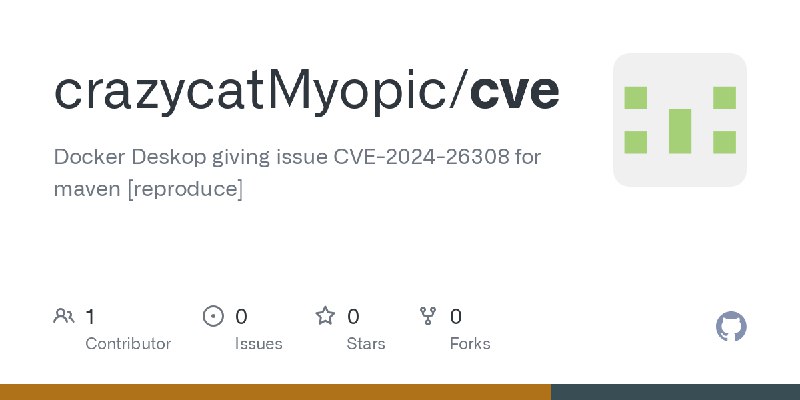 GitHub - crazycatMyopic/cve: Docker Deskop giving issue CVE-2024-26308 for maven [reproduce]