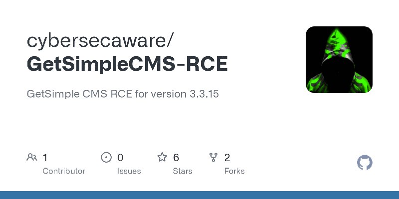 GitHub - cybersecaware/GetSimpleCMS-RCE: GetSimple CMS RCE for version 3.3.15